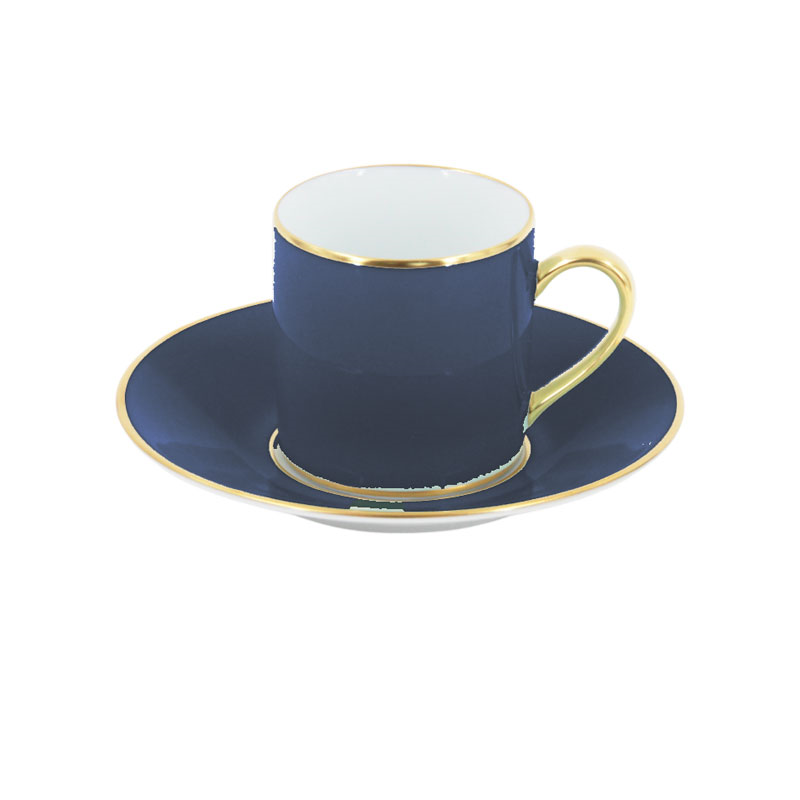 Sous Le Soleil Empire Coffee Cup & Saucer, 90ml, Matt Gold Classic Night Blue-0