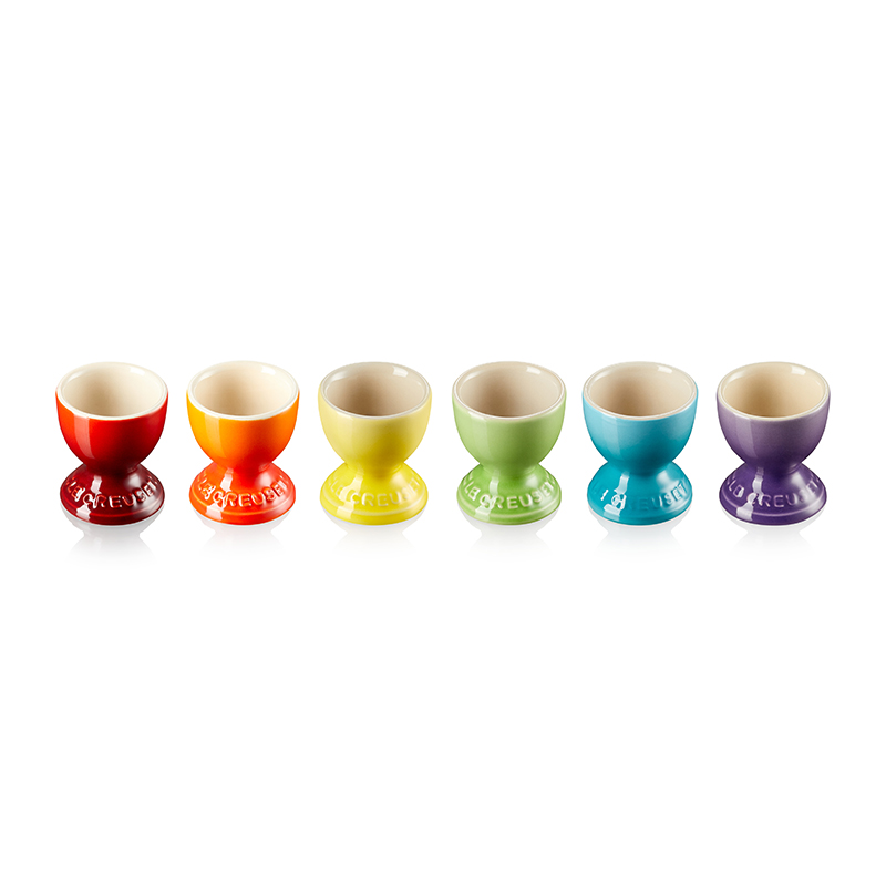 Stoneware Set of 6 egg cups, Rainbow-1