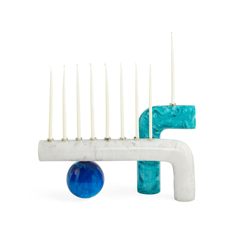 Mustique Menorah, 37cm, Blue-1