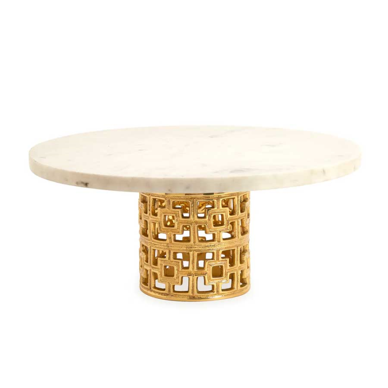 Brass Nixon Cake Stand, D30cm, White-0