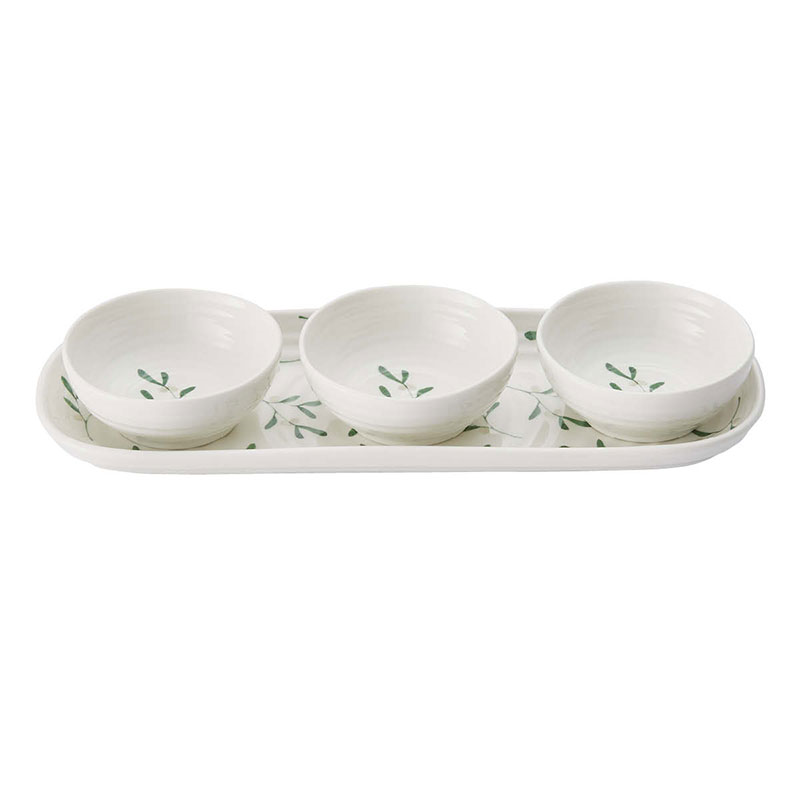 Mistletoe Serving bowl set, L27.5 x W10cm, White/ Green-0