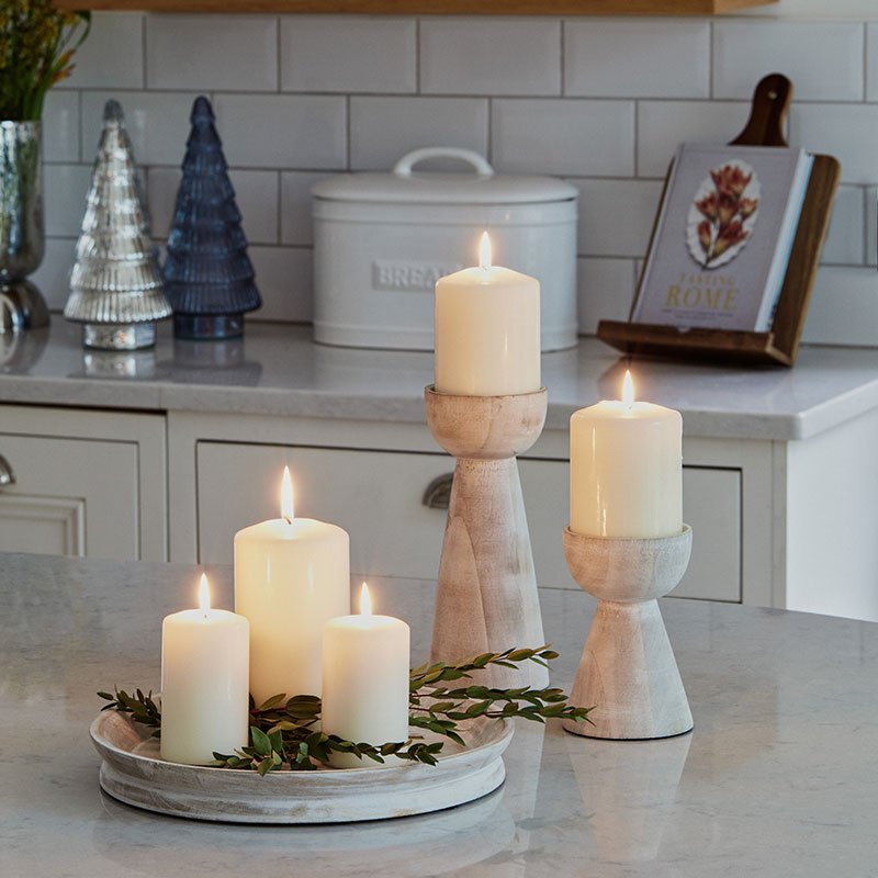 Padstow Set of 2 Candle Holders, White Wash-0