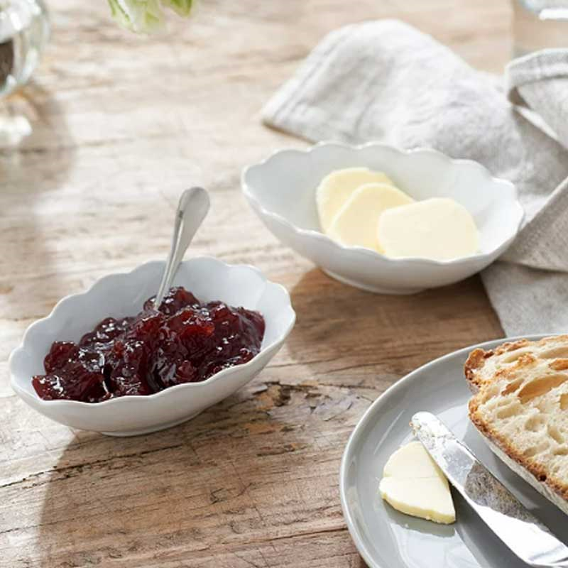 Portobello Set of 2 Scalloped Serving Bowls, W9.5 x L14cm, White-0