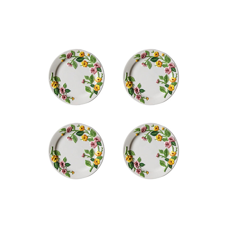 Rae Rose Set of 4 Side Plates, D22cm, Green-1