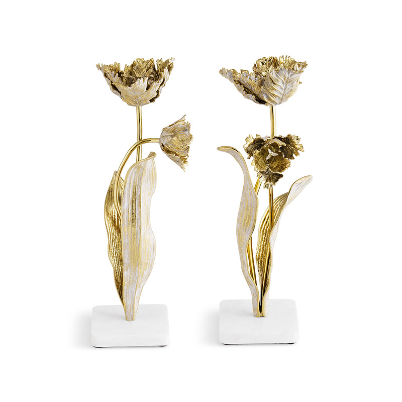 Tulip Set of 2 Candleholders, H35.5cm, Brass-0