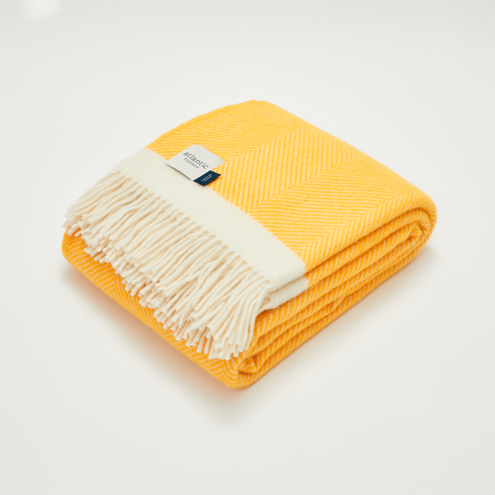 Herringbone Blanket, 130 x 250cm, Yellow/Cream-0