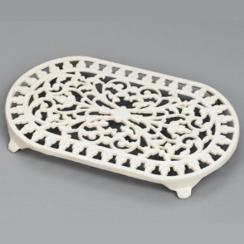 Oval Trivet, Cast Iron, Champagne, Large-0