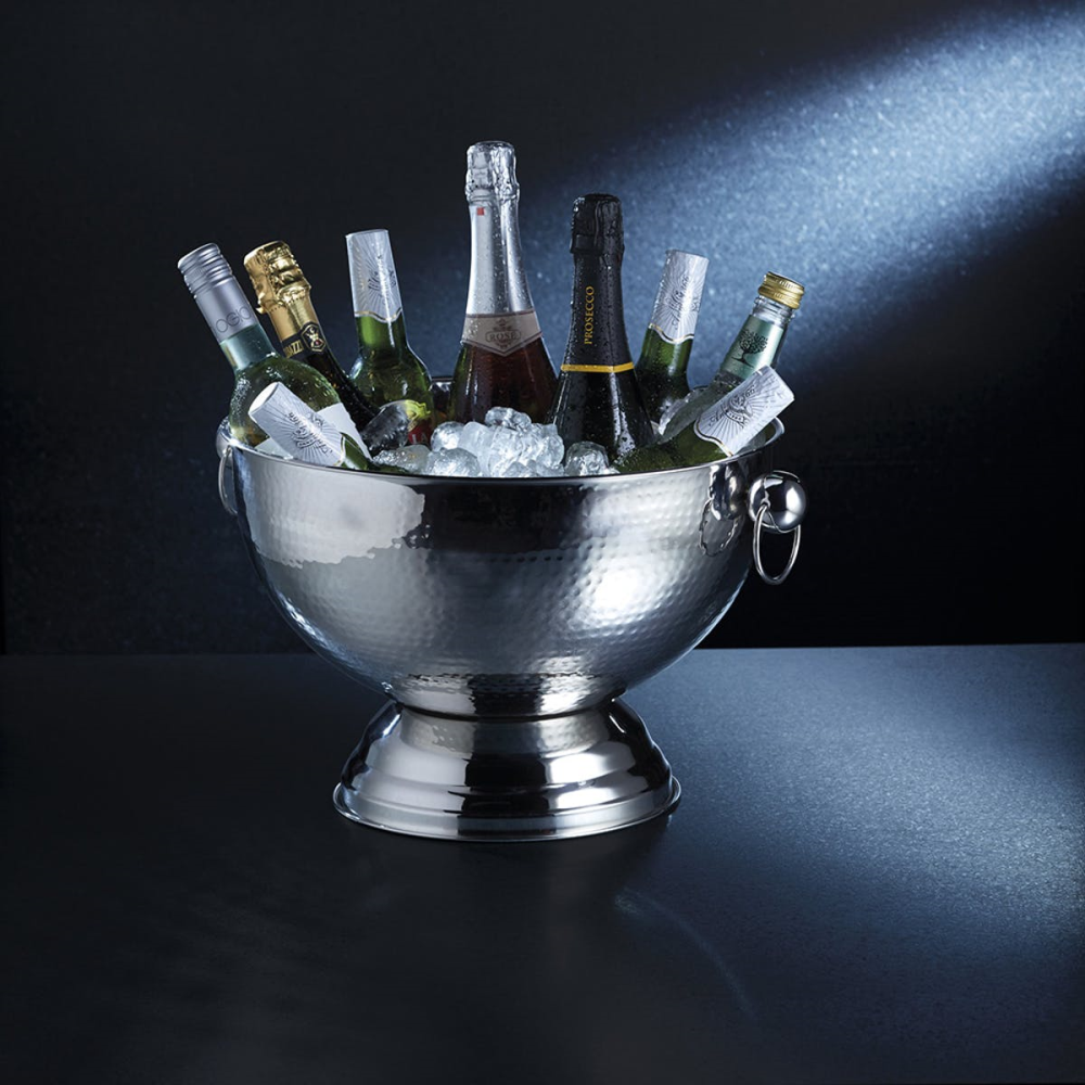 Champagne Bowl, 37 x 25cm, Hammered Stainless Steel-3