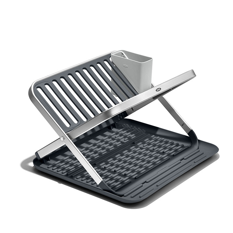 Aluminium Fold Flat Dish Rack, Grey-2