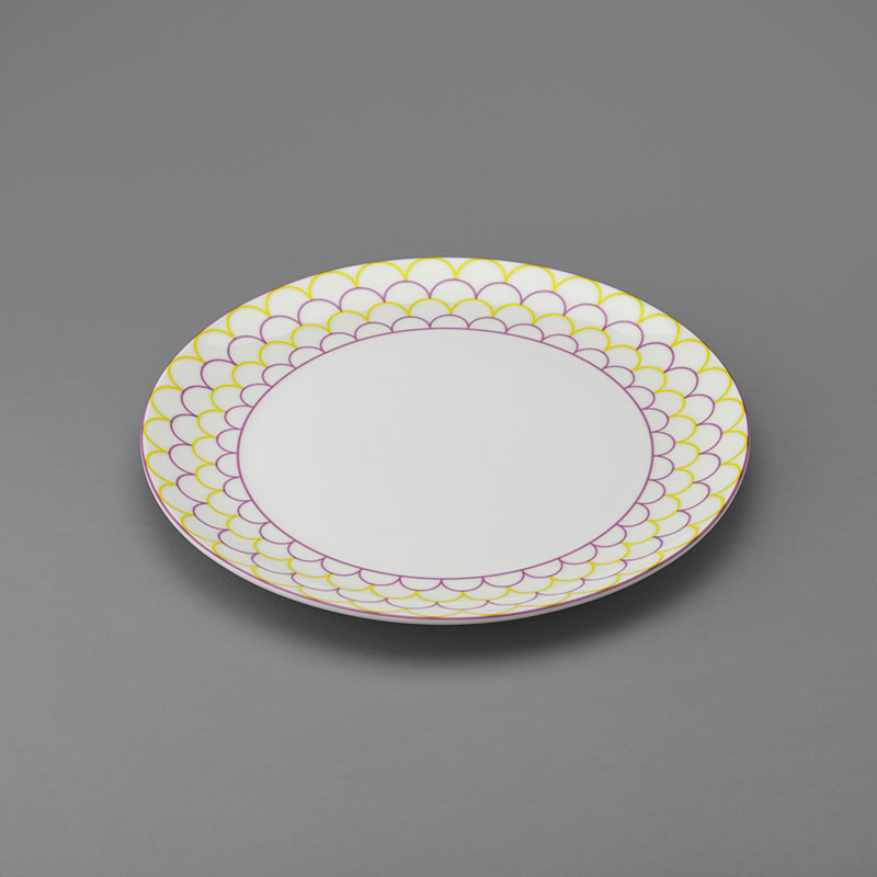 Ripple Tea Plate, D24cm, Pink & Yellow-3