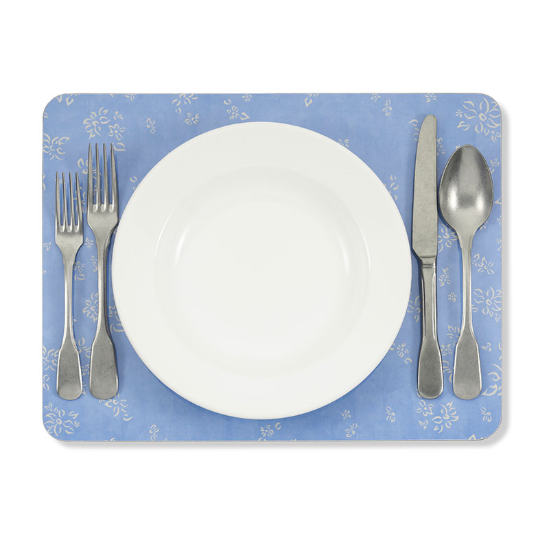 Falling Flower Rectangle Placemat, 38 x 29 cm, Powder Blue-1