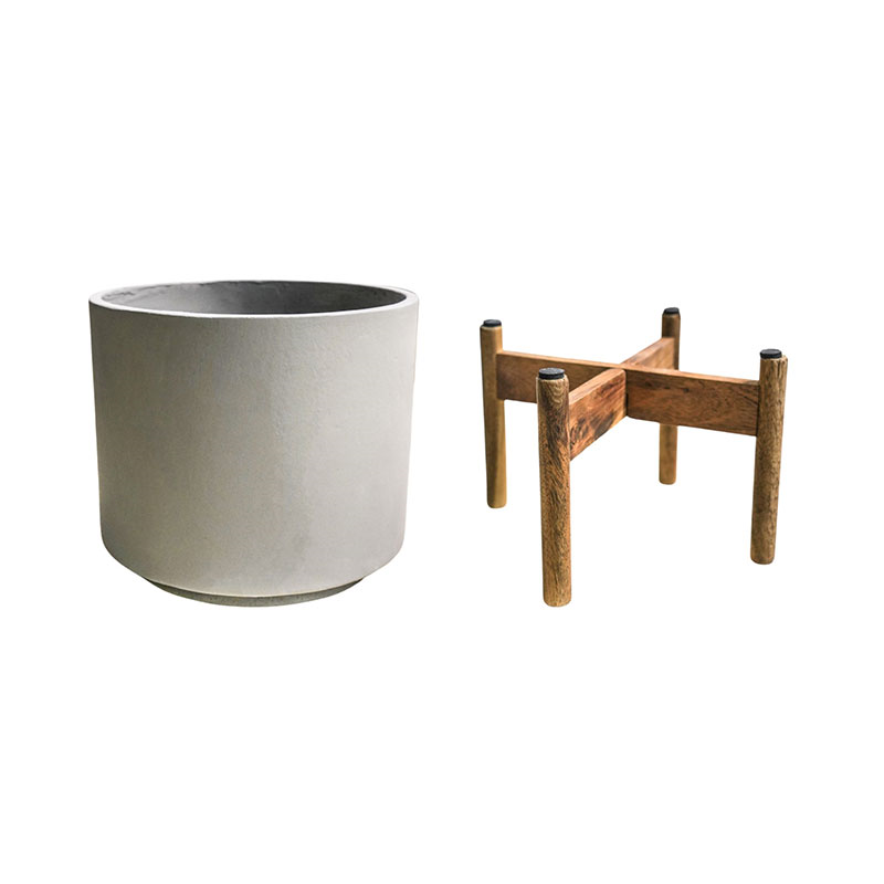 Vigo Planter with stand, D28cm, Concrete Grey-3