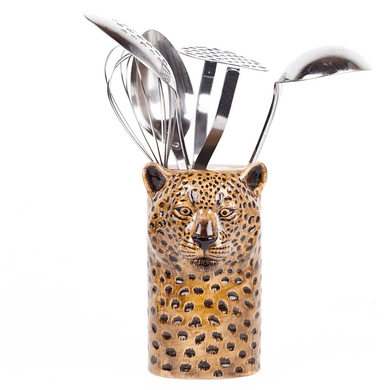 Leopard Utensil Pot, H18cm, Yellow-0