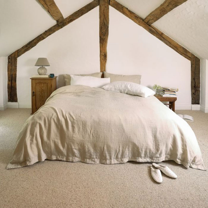 Linen Double Duvet Cover, Almond-0