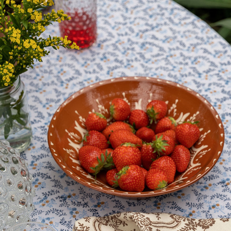 Little Flowers Tablecloth, D228cm, Blue-0