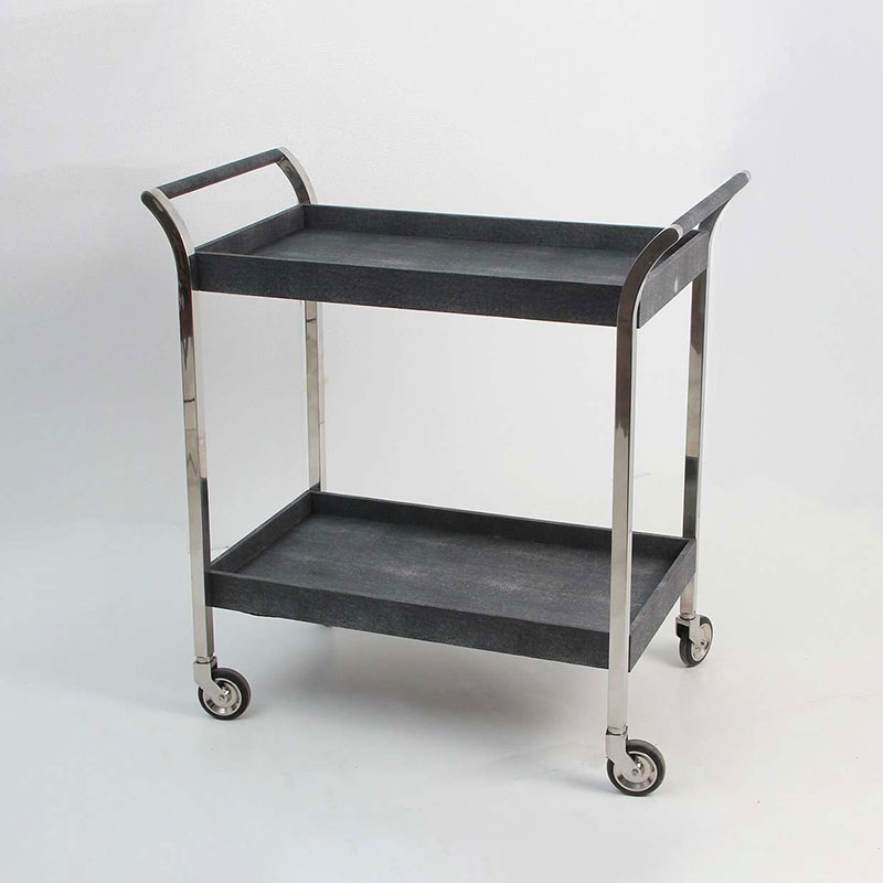 Woodstock Drinks Trolley, Charcoal Shagreen-0