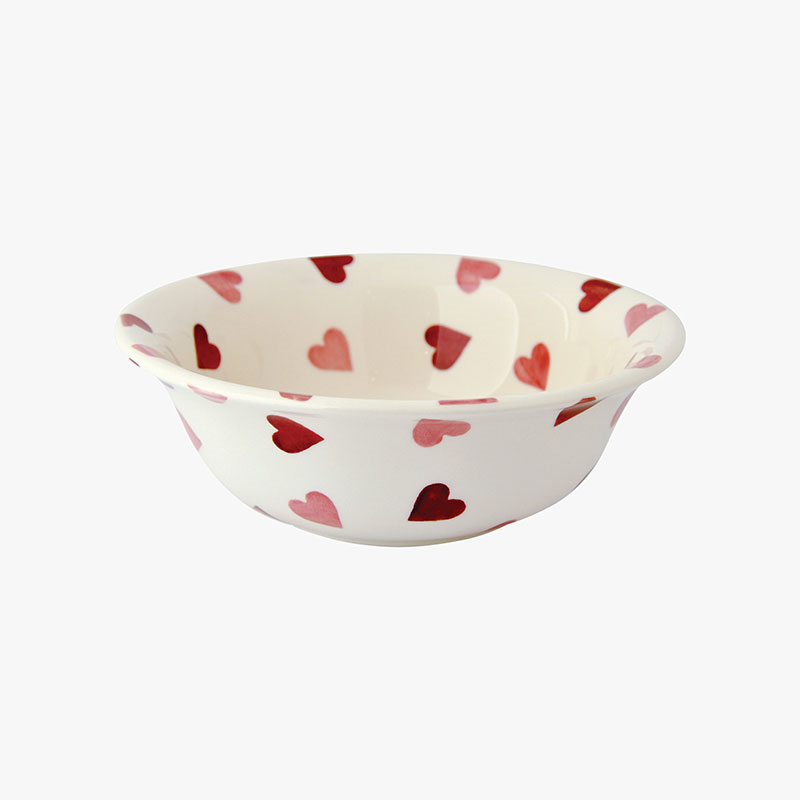 Pink Hearts Cereal Bowl, D16.5cm, Cream-1