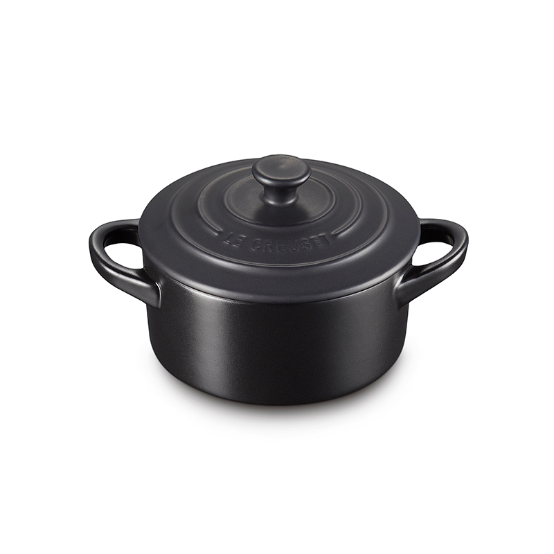 Stoneware Petite round casserole, 10cm, Satin Black-0