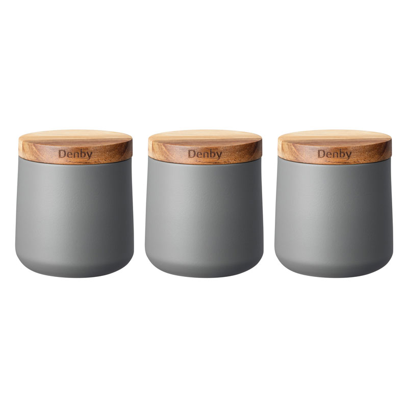 Set of 3 Storage Canisters, D11 x H10cm, Grey-0