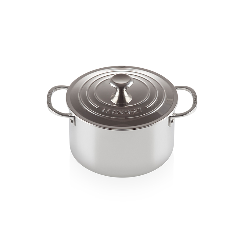 Siganture Uncoated Deep casserole with lid, 20cm, Stainless Steel-0