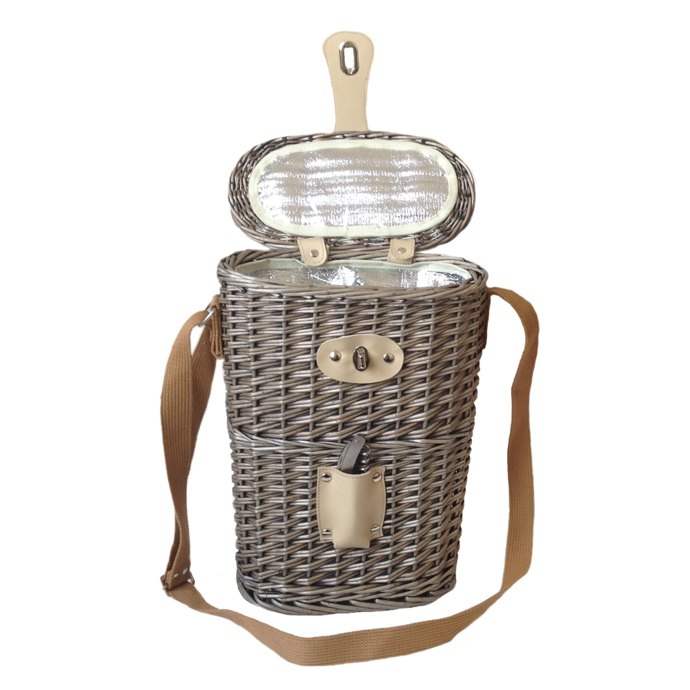 Insulated Carry basket - 2 Bottle, 26 x 15 x 37cm, Brown-1