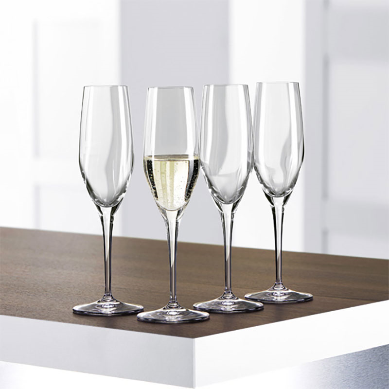 Authentis Set of 4 Champagne Flutes, 190ml, Clear-0