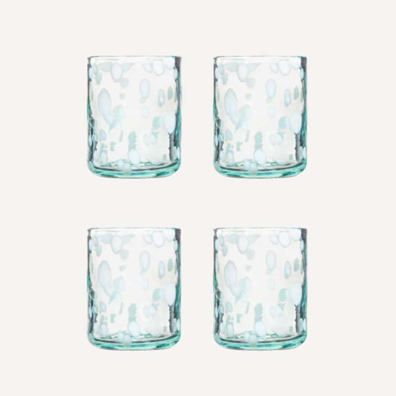 Blanco Set of 4 Hand Made Glass Tumblers, H11cm, White-4