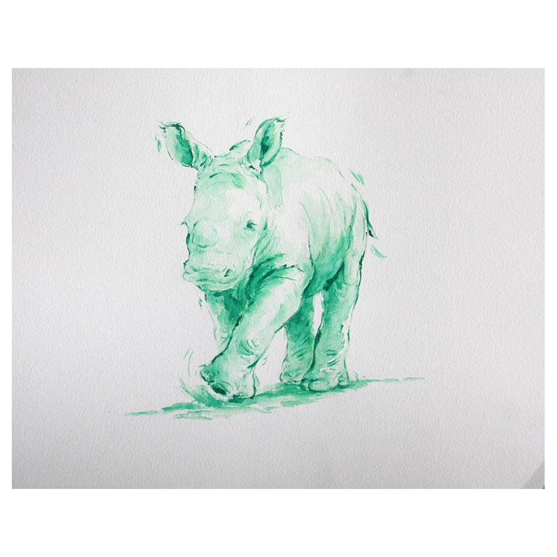 Green Rhino Mounted Print-0