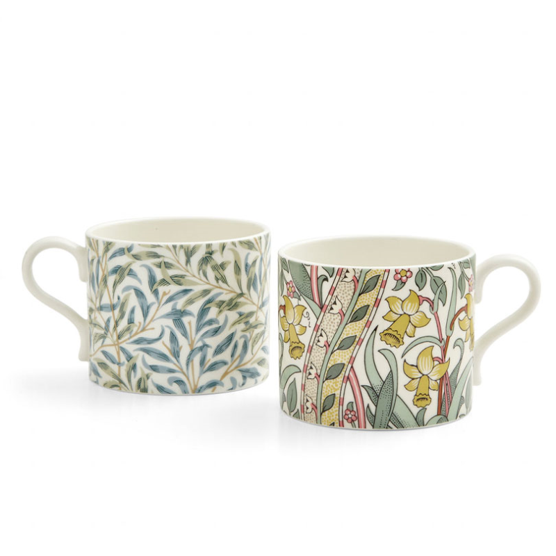 Morris & Co Set of 2 Mugs, 340ml, Green/Blue-2