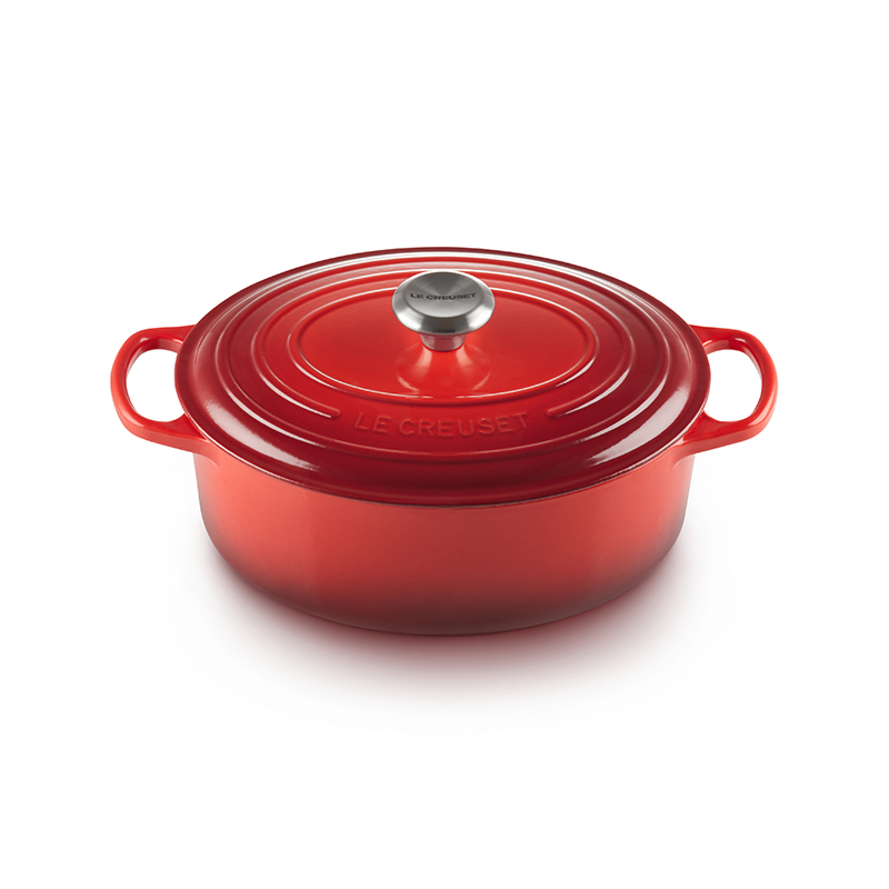 Signature Cast Iron Oval casserole, 27cm - 4 litre, Cerise-0