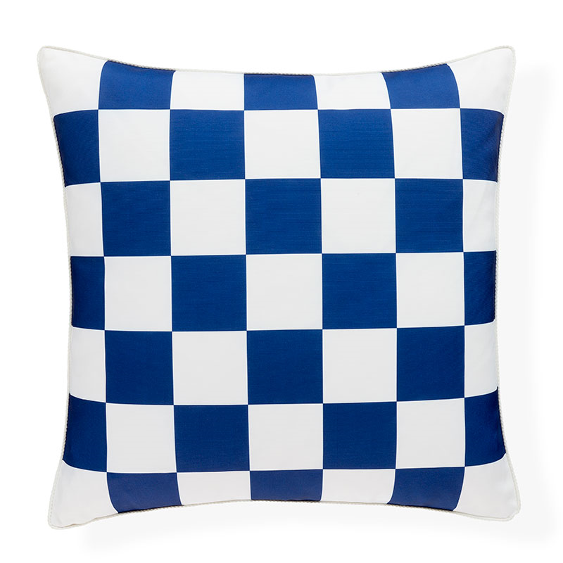 Checkerboard Outdoor Cushion, 51 x 51cm, Blue/Green-0