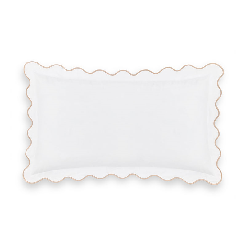 Alexandra Wavy Scalloped Pair of Pillowcases, King, Plaster Pink-1