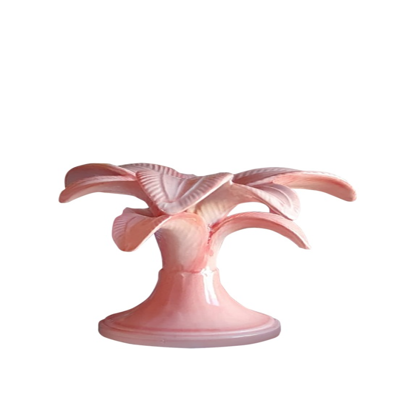 Palm Candlestick, H20cm, Pink-0