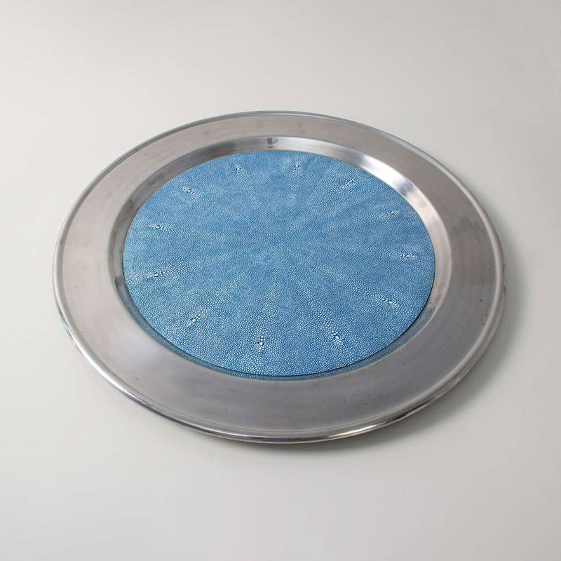 Duchess Serving Tray, D53cm, Blue Shagreen-0