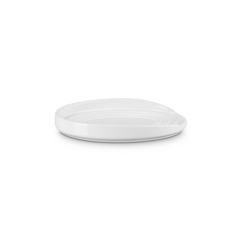 Stoneware Oval Spoon Rest, White-2