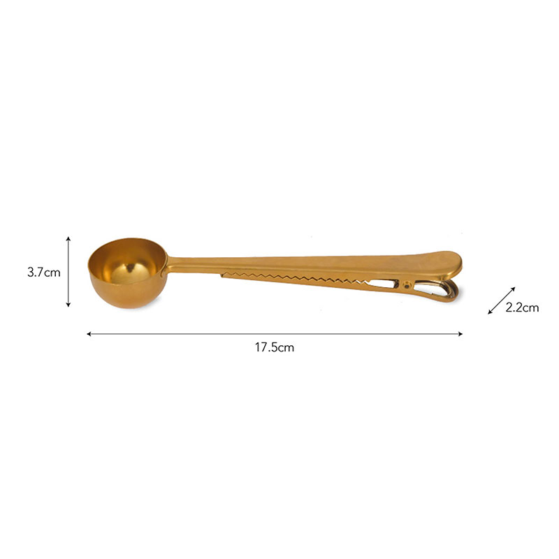 Brompton Coffee Scoop with Clip, Brass Finish-2