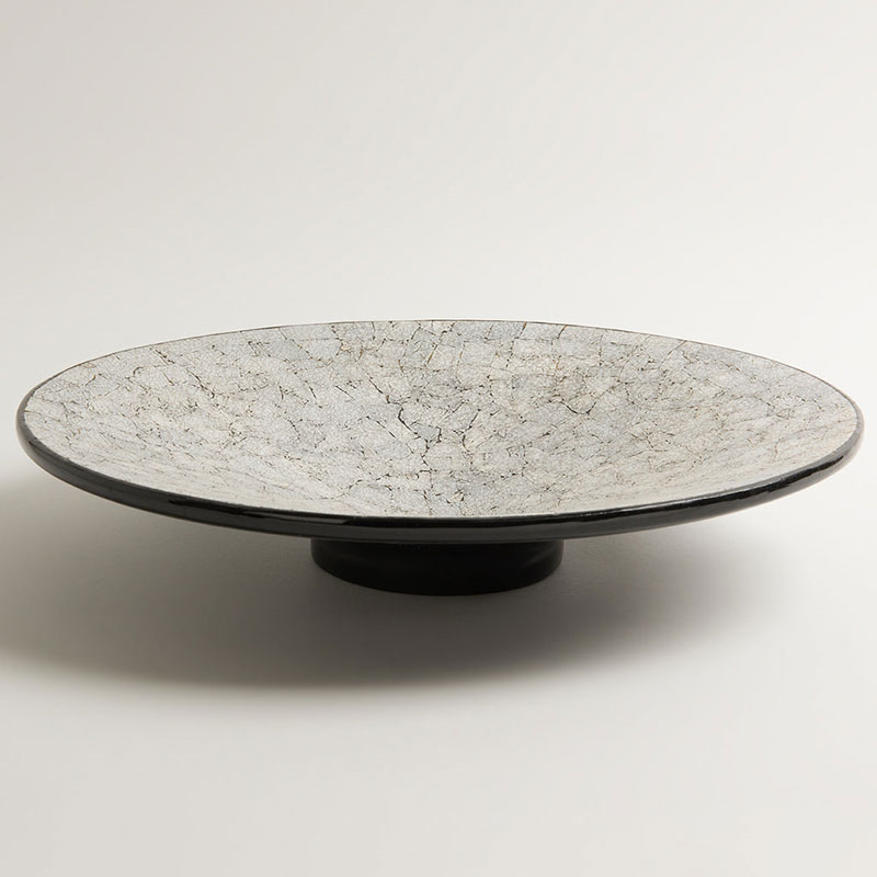 Lacquer & Eggshell Marbled Bowl, D38cm-0