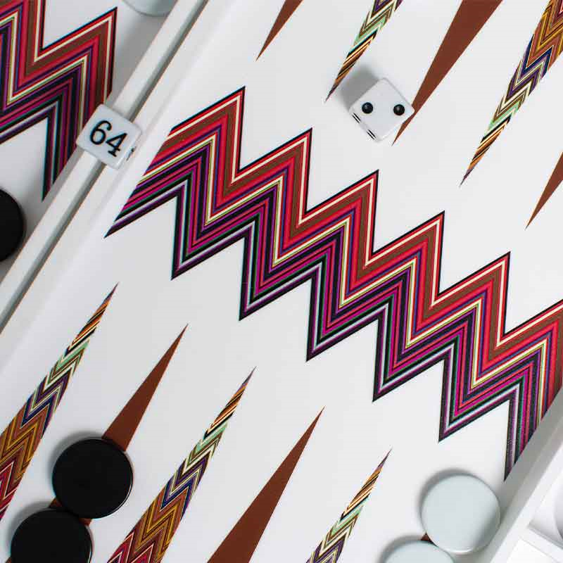 Zig Zag Backgammon Board, L45 x W38cm, White-1