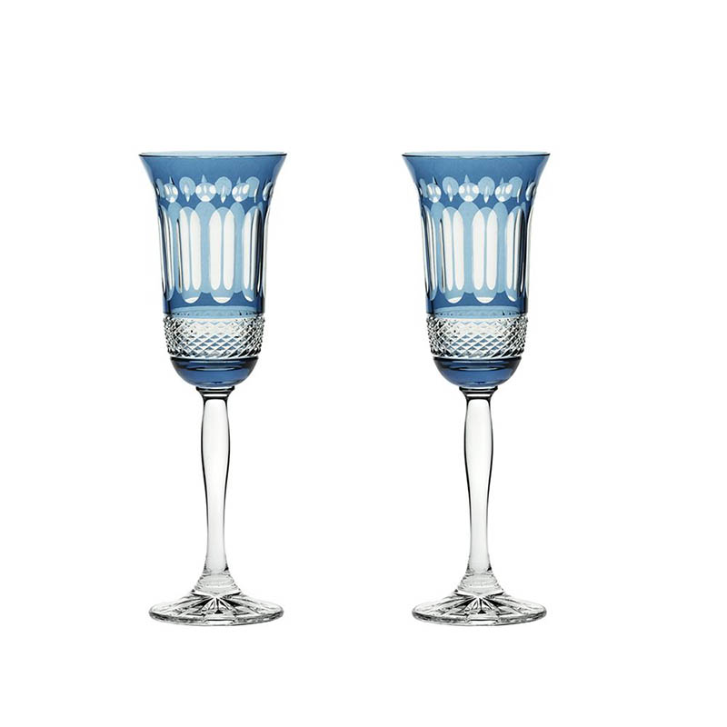 Belgravia Set of 2 Champagne Flutes, 180ml, Blue-0