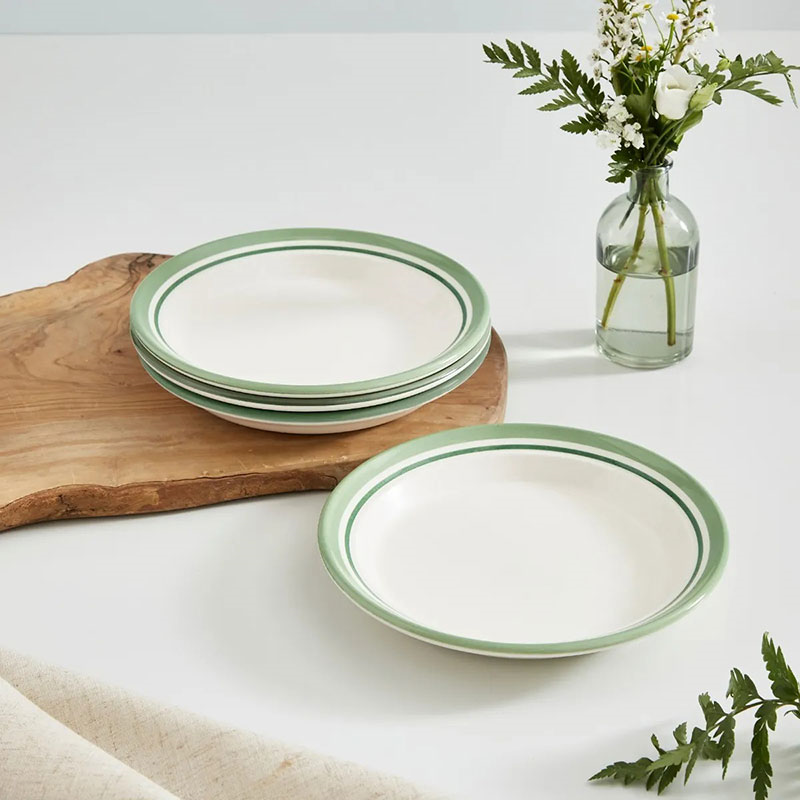 Potter's Stripe Set of 4 Salad Plates, D21.5cm, Green-0