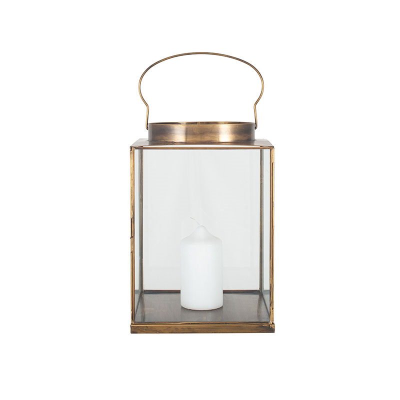 Metal Lantern, H26cm, Antique Brass-2