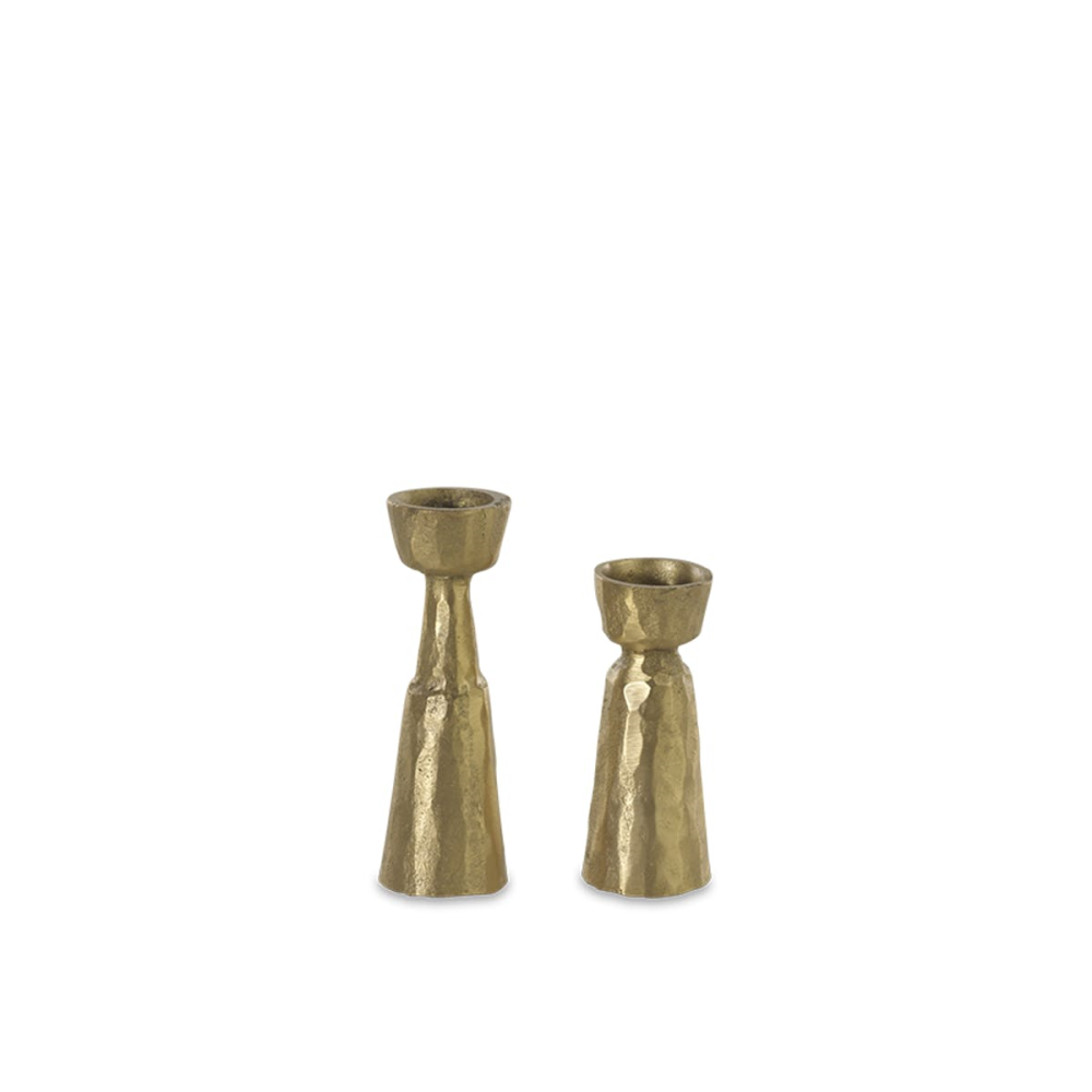 Jahi Candlestick - large, H10.5 x D3.5cm, Brushed Gold Brass-1