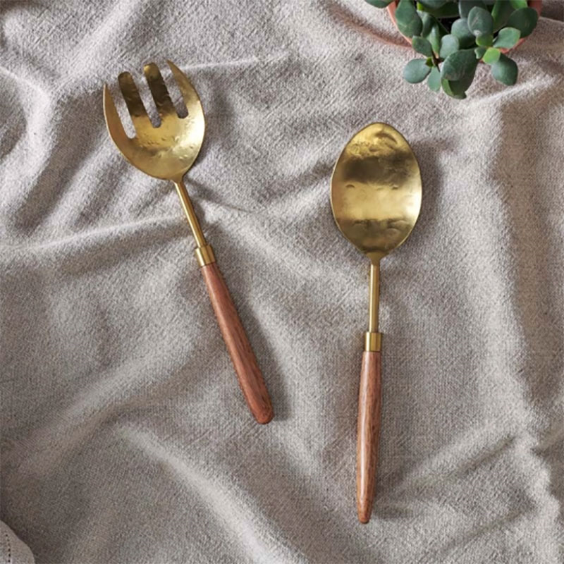 Soni Salad Servers, Gold & Acacia-0