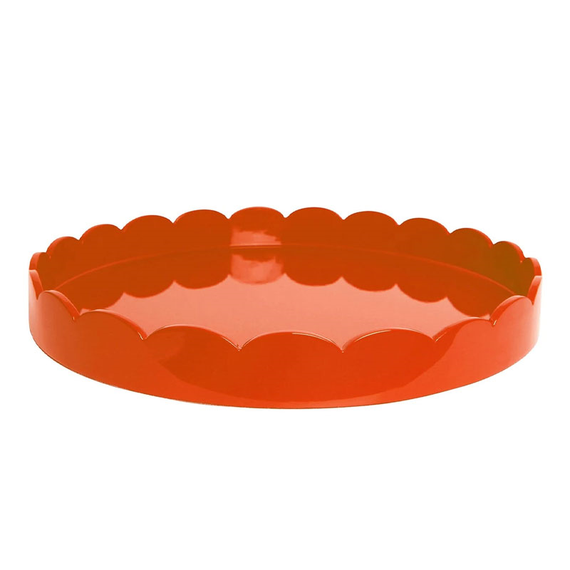 Lacquered Scallop Round Tray D50cm, Orange-1