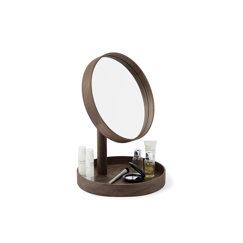 Look Magnify Mirror, H37 x D25cm, Walnut-1