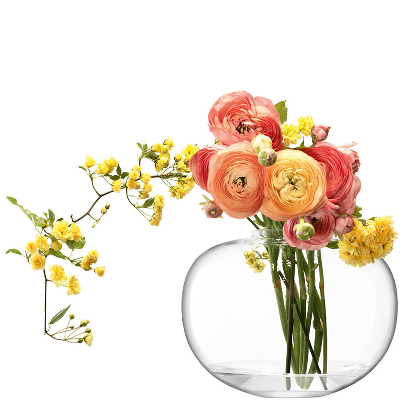 Flower Curved Bouquet Vase, H20cm, Clear-1