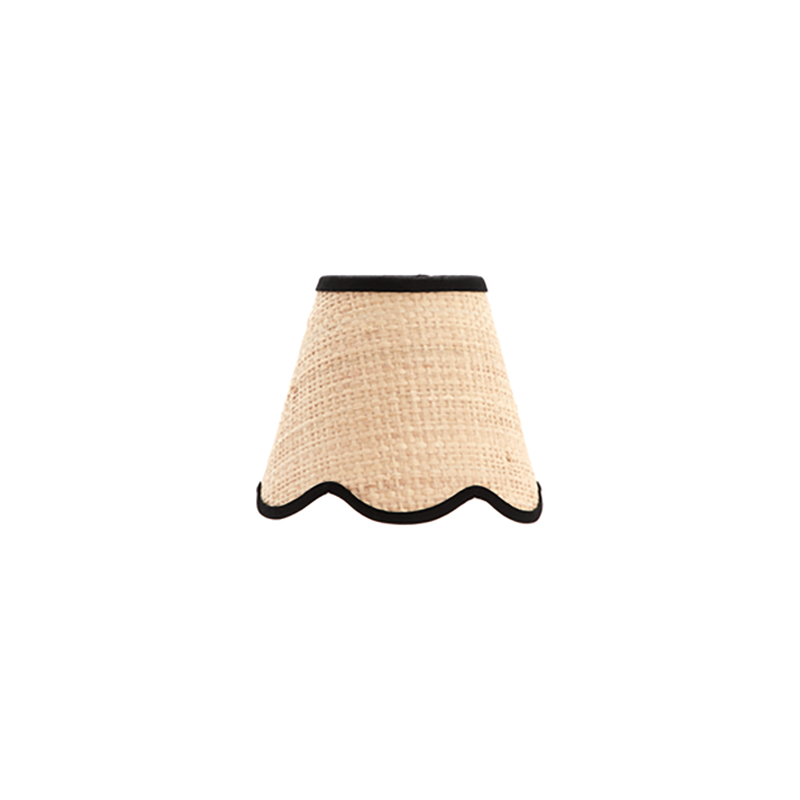 Raffia Scallop Candle Lampshade, Black Trim-1