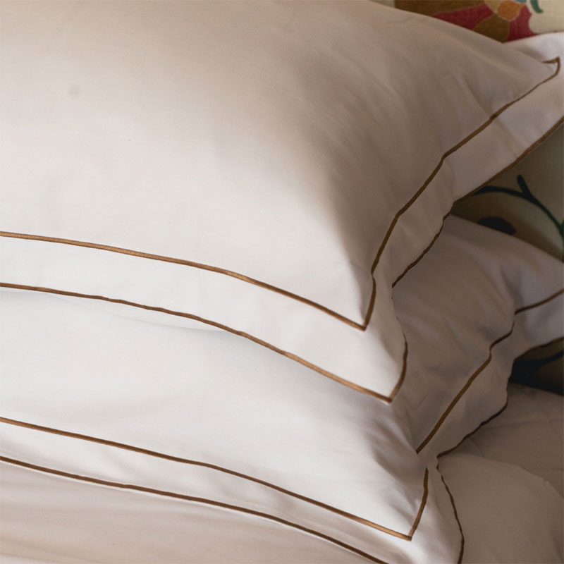 Frame Two Corded Pair of Oxford Pillowcases, Standard, Bronzed Umber-0