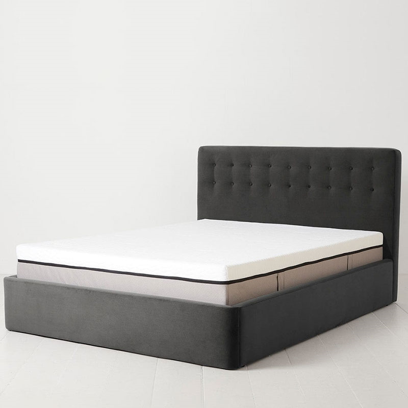 Bed 01 Velvet King Size Frame, Charcoal-0