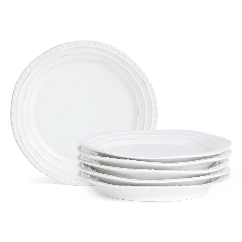 Bowsley Set of 6 Dessert Plates, D26cm, White-1